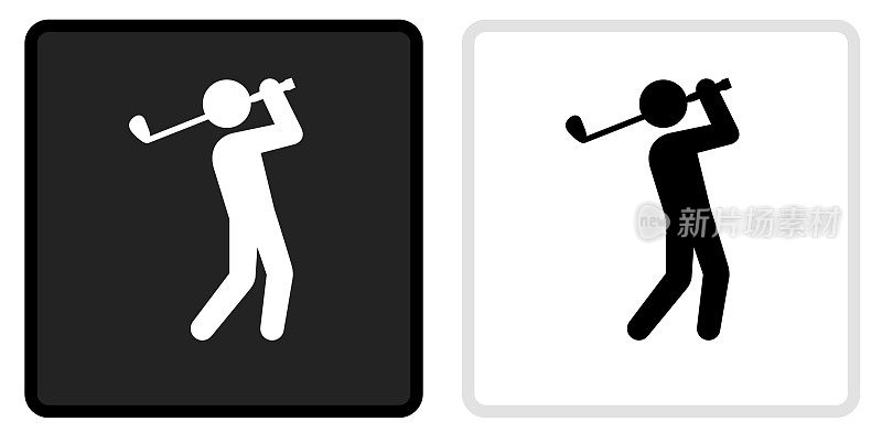 高尔夫球员图标上的黑色按钮与白色滚动