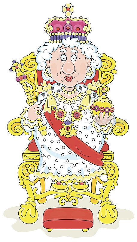 女王坐在象征皇室的王座上
