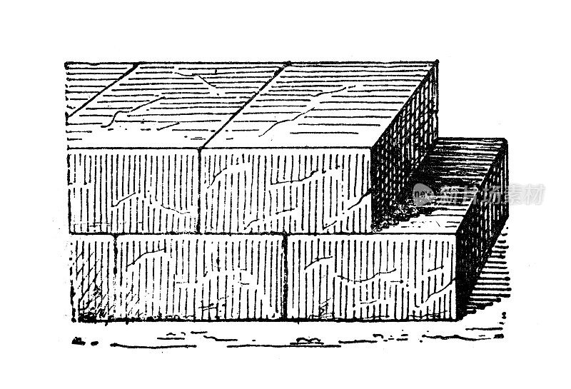 仿古插画:混凝土砌块