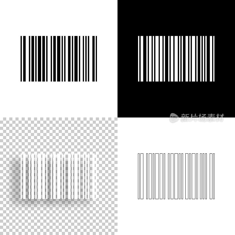 条形码。图标设计。空白，白色和黑色背景-线图标