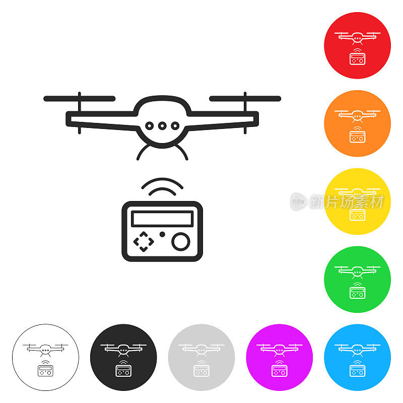 遥控飞行无人机。彩色按钮上的图标