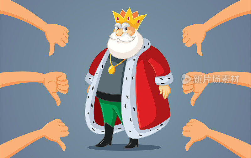 人们指责坏国王统治者矢量卡通插图