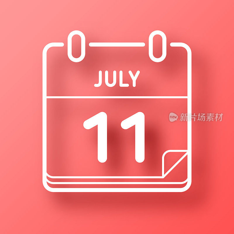 7月11日。图标在红色背景与阴影