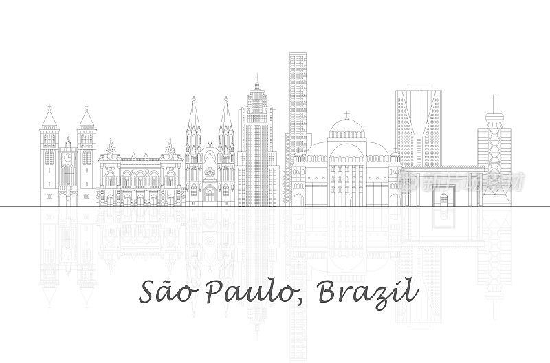 巴西圣保罗城市的天际线全景图