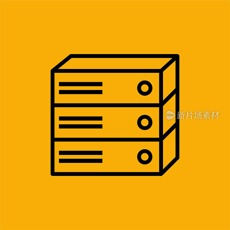 黄色背景上的计算机服务器图标。
