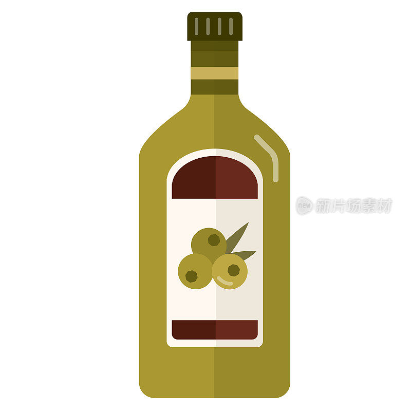 食品杂货包装彩色橄榄油瓶图标在白色背景