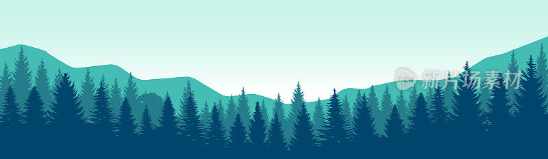 福勒斯特的风景。树的背景。福勒斯特旗帜。山的风景。