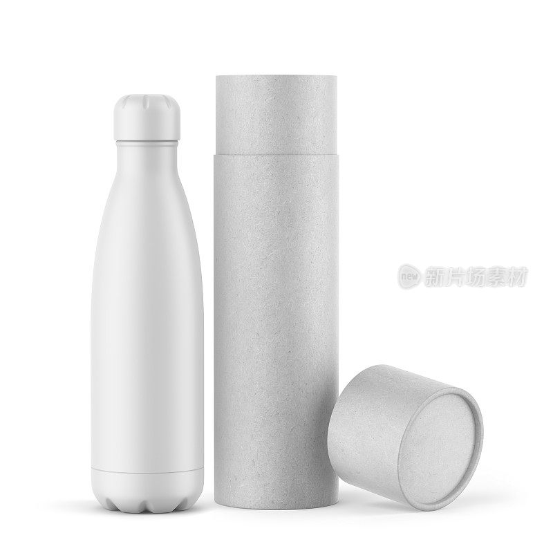 白色柔软的触摸保温瓶和工艺管倾斜的盖子模型
