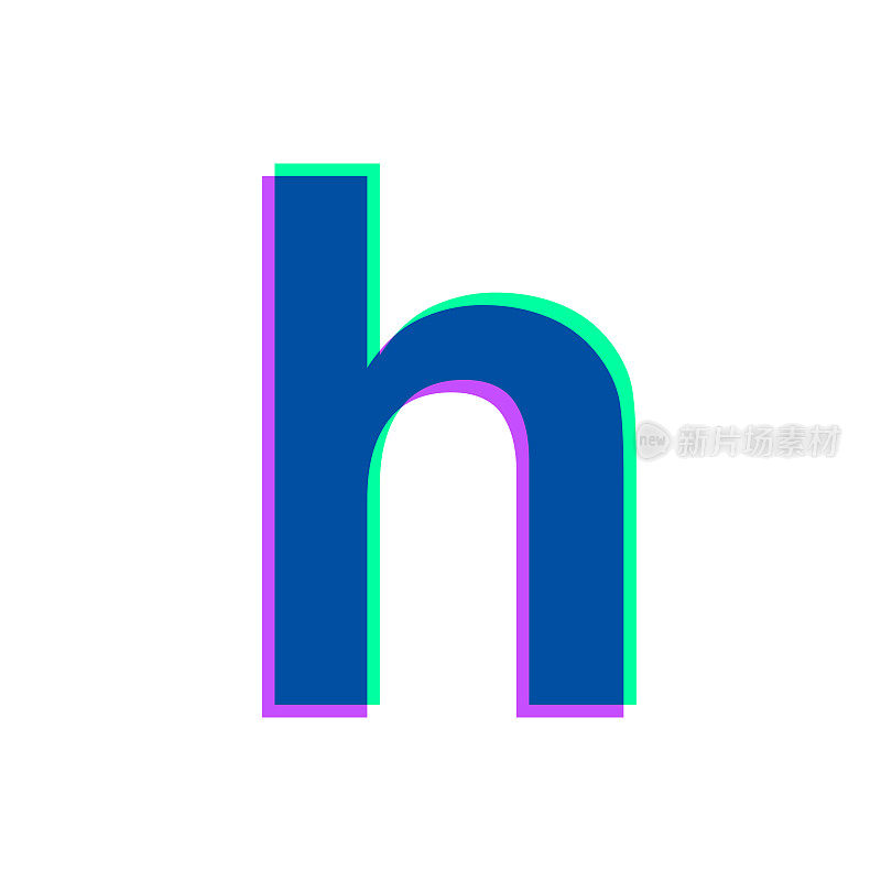 字母h.图标与两种颜色叠加在白色背景上