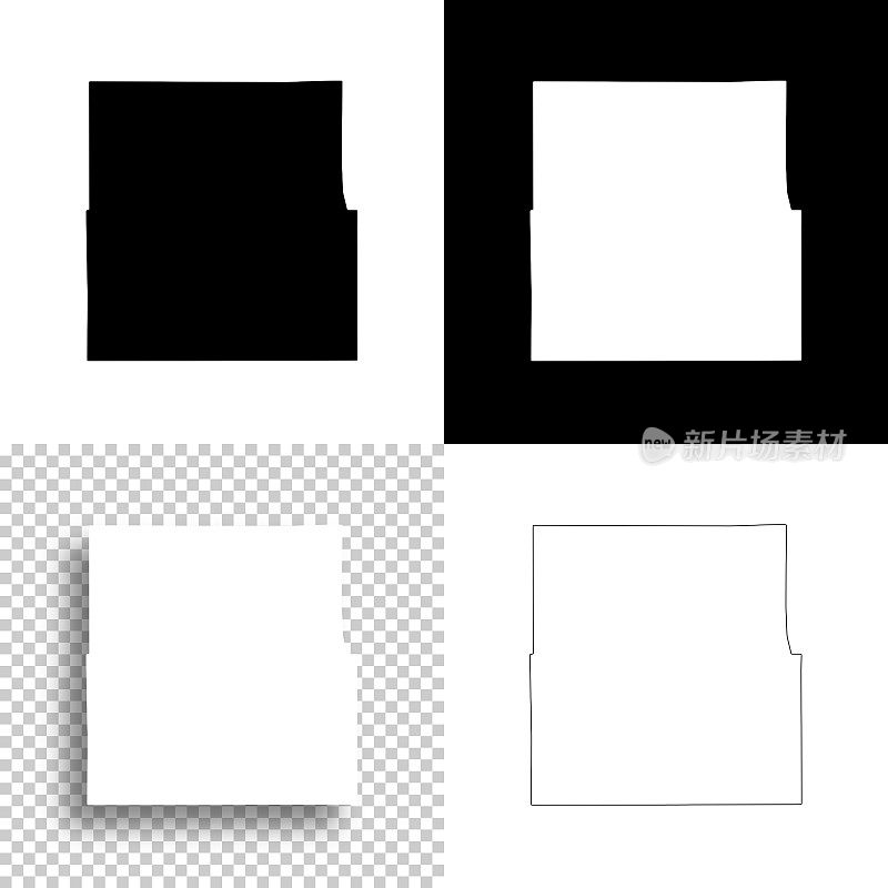 莫里尔县，内布拉斯加州。设计地图。空白，白色和黑色背景