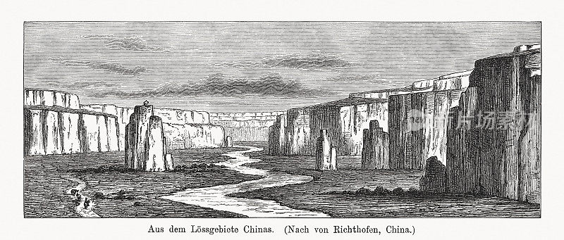 《中北部黄土高原》木版版画，1894年出版