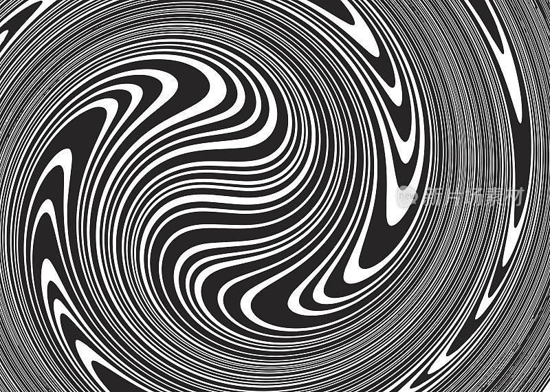 漩涡或螺旋图案-黑色和白色
