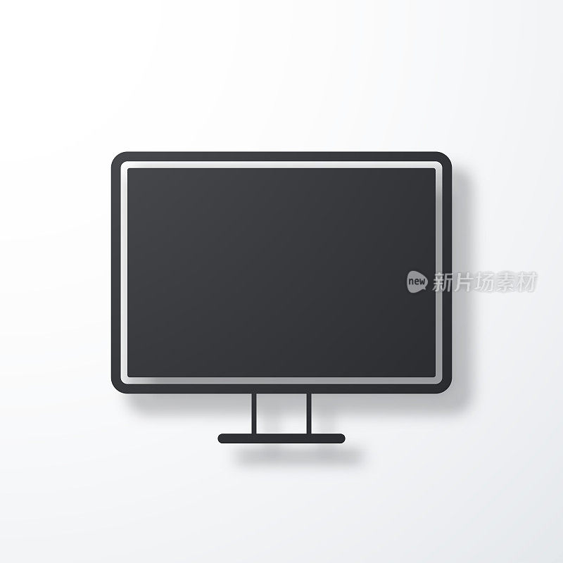 电脑显示器。白色背景上的阴影图标