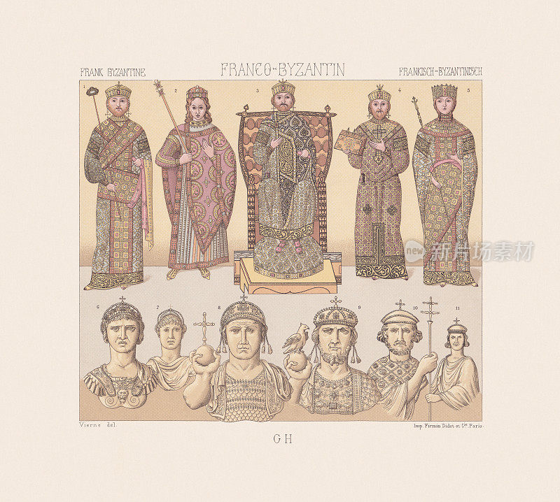 拜占庭皇帝(东罗马帝国)，色版印刷，1888年出版