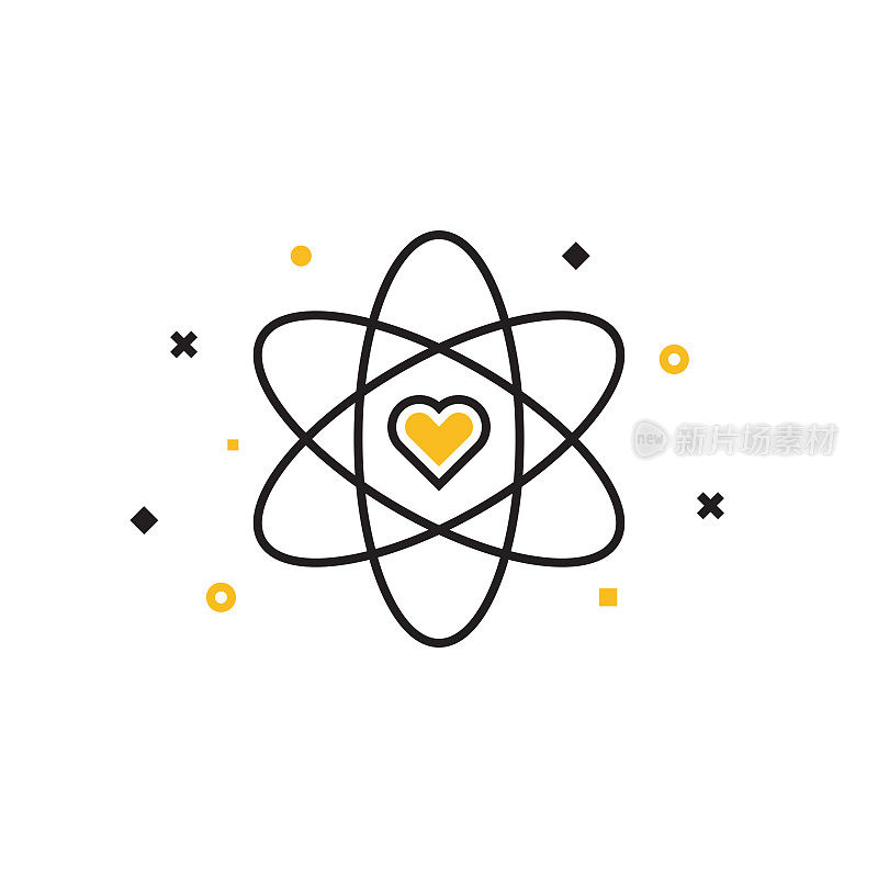 核心价值平面线图标,轮廓矢量符号插图。