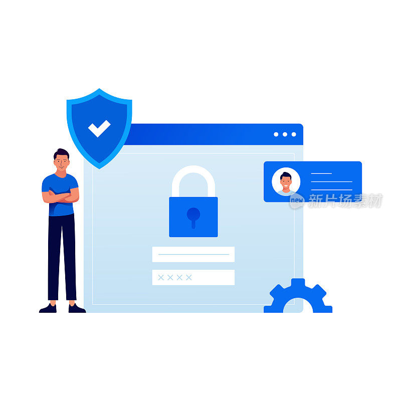 数据安全和网络安全相关卡通风格平面设计矢量插图