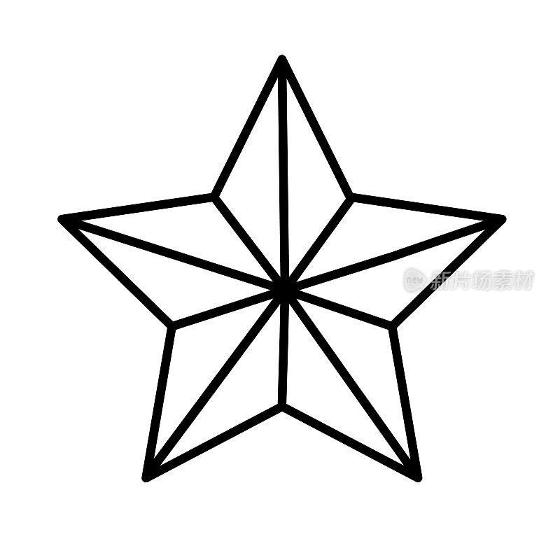 圣诞平面设计图标:星星树顶