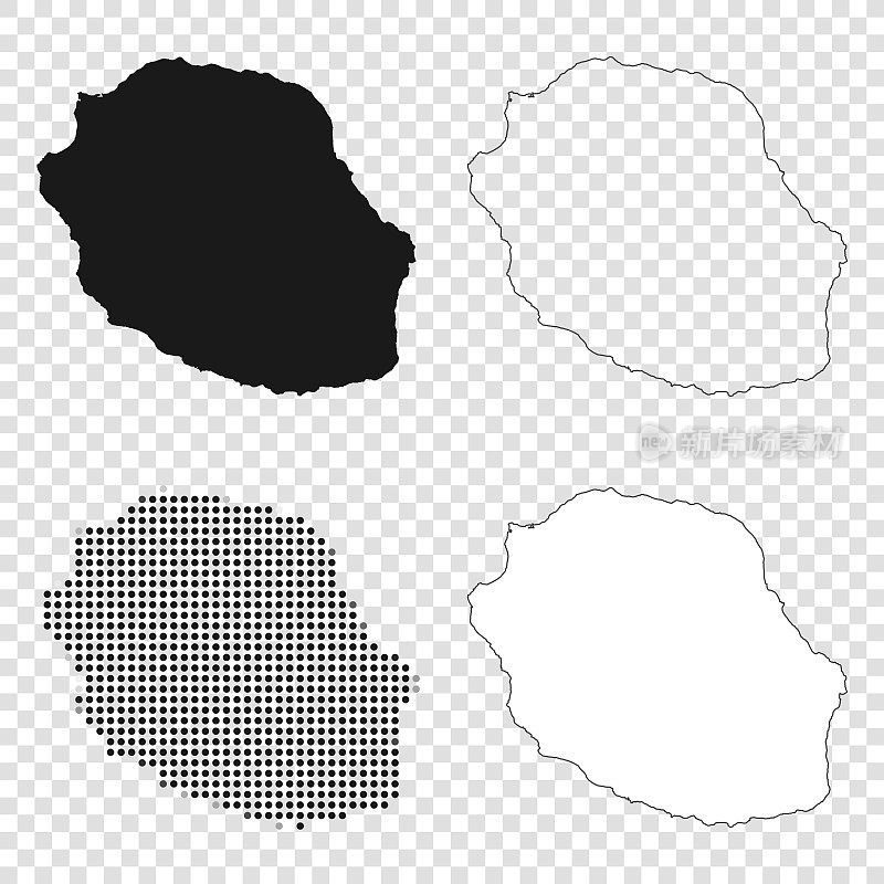 团圆地图的设计-黑色，轮廓，马赛克和白色