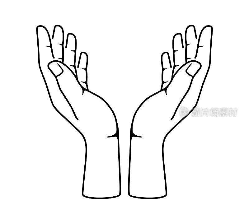 2、双手张开，想举起什么东西。矢量图