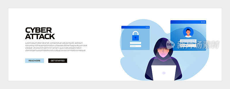 网络攻击概念矢量插图网站横幅，广告和营销材料，在线广告，业务演示等。