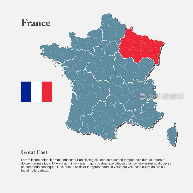 矢量地图国家法国，大东地区