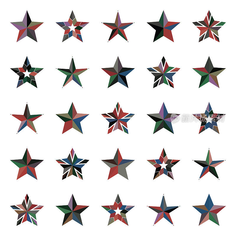 向量五角星符号图案集合
