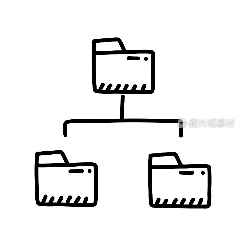 文件共享手绘图标，涂鸦风格矢量插图