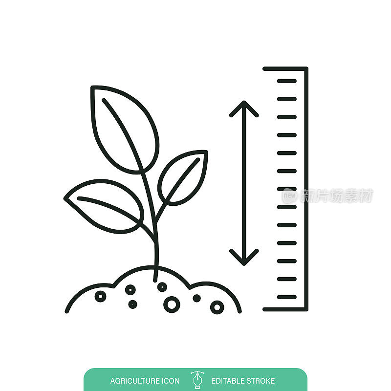 植物生长记录农业线图标在一个透明的背景