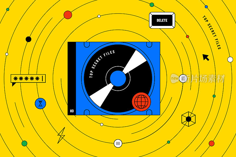 彩色复古风格绝密信息概念。