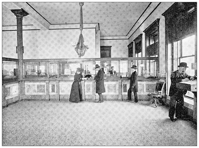 1898年，来自堪萨斯州劳伦斯的古董照片:沃特金斯国家银行大楼
