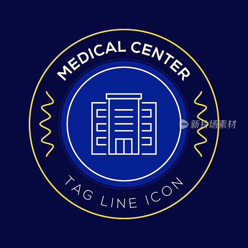 医疗中心圆形徽章，现代标志矢量图标设计线条风格