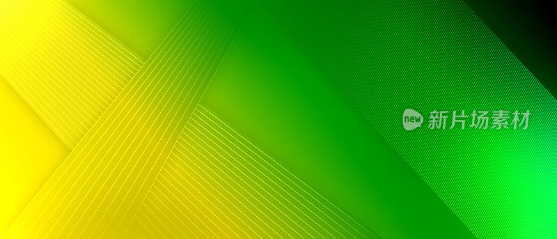抽象的绿色和黄色背景插图与几何图形元素