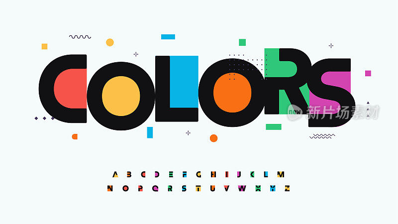 颜色字体字母字母。现代标志字体。色彩创意艺术排版设计。喜庆字母套为彩虹标志，标题，彩色封面标题，欢乐字母。孤立的向量排版