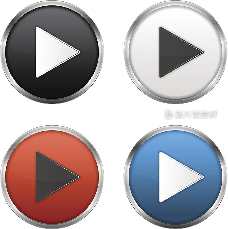 不同颜色的圆形播放按钮设置