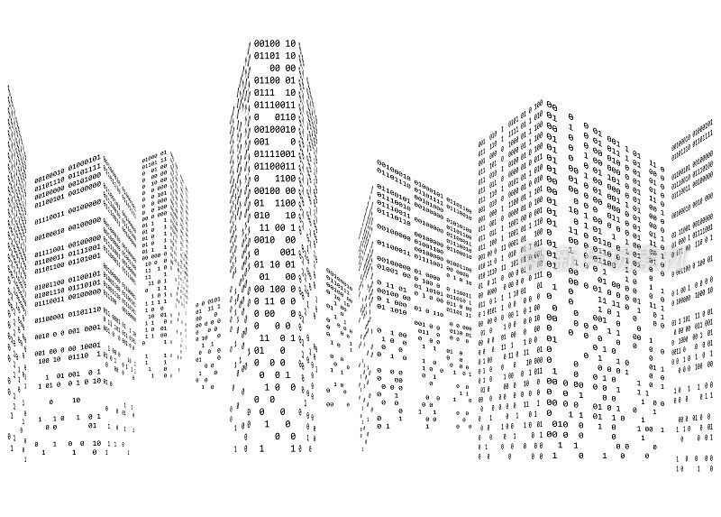 未来城市天际线形式的二进制代码