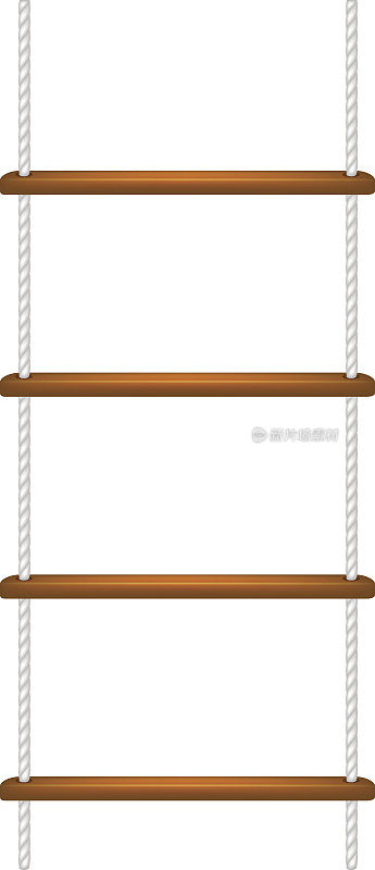 木制绳梯，白色绳