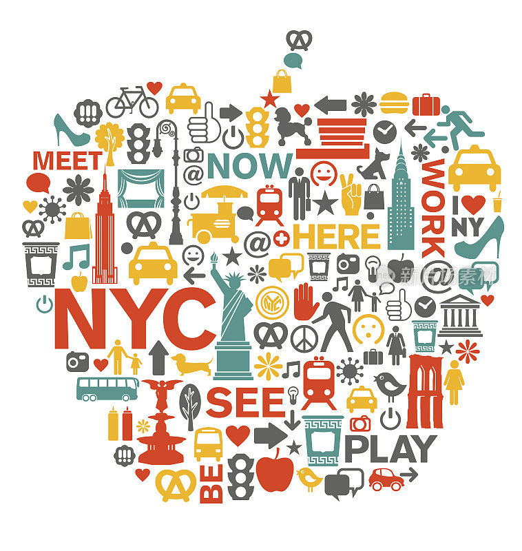 大苹果形状的纽约市图标