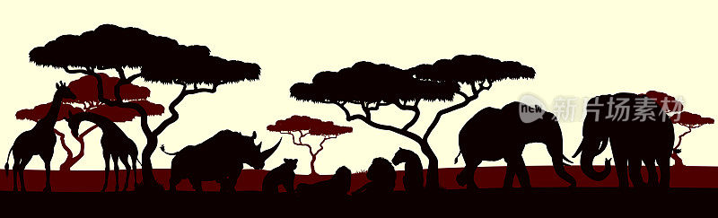 动物剪影非洲野生动物园风景景色