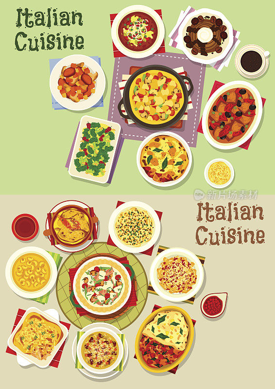 意大利美食面食图标集，美食设计