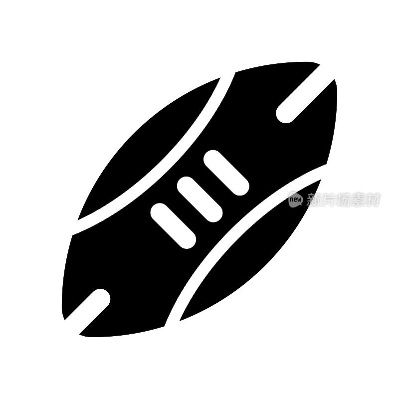 橄榄球球图标矢量符号和符号孤立在白色背景上，橄榄球球符号概念