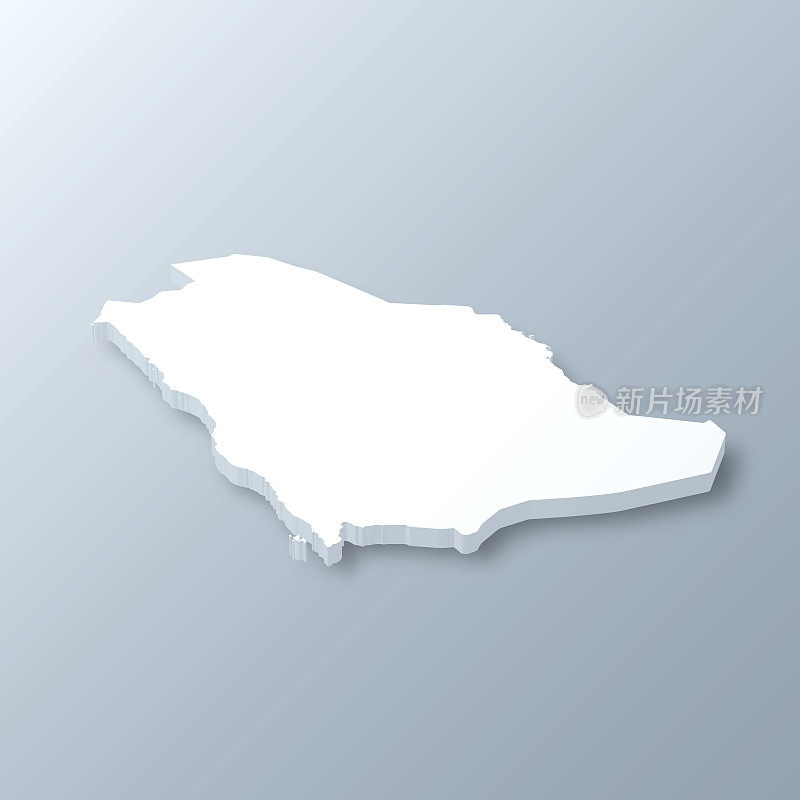 沙特阿拉伯3D地图上的灰色背景