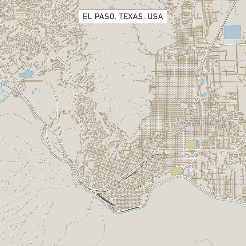 德州埃尔帕索美国城市街道地图