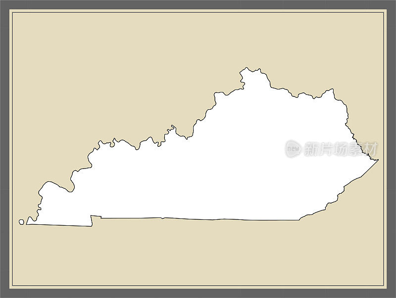 肯塔基州轮廓矢量地图制图学