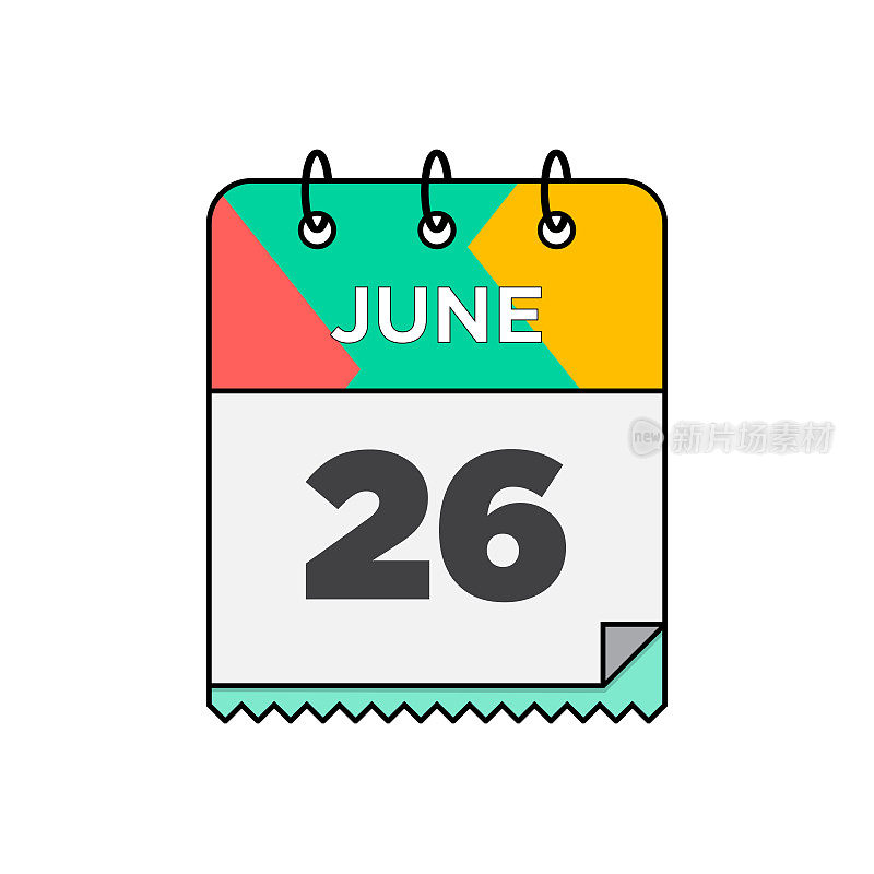 六月-每日日历图标在平面设计风格股票插图