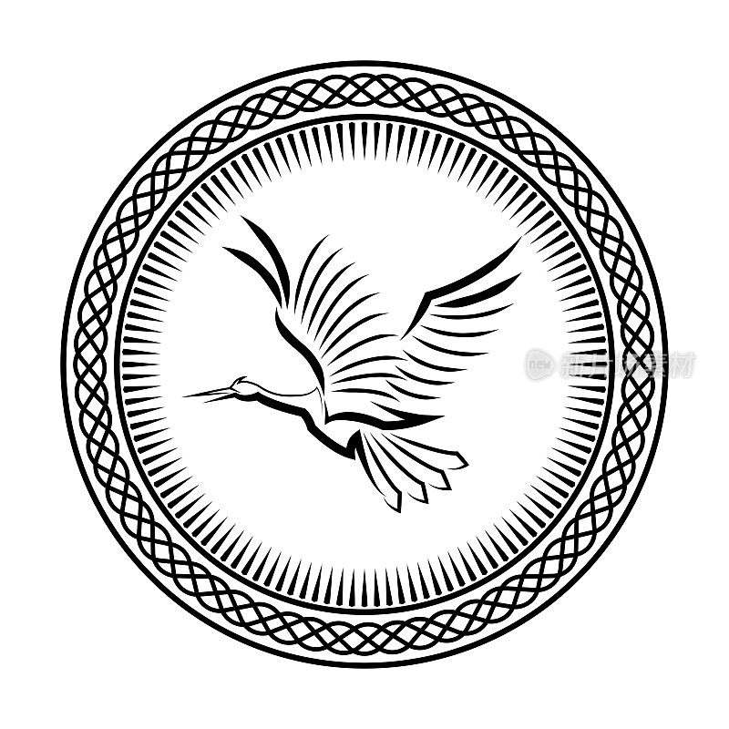 黑白线艺术的飞鹤很好地用于符号吉祥物图标头像纹身T恤设计标志或任何设计