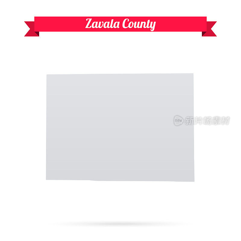 德克萨斯州的扎瓦拉县。白底红旗地图