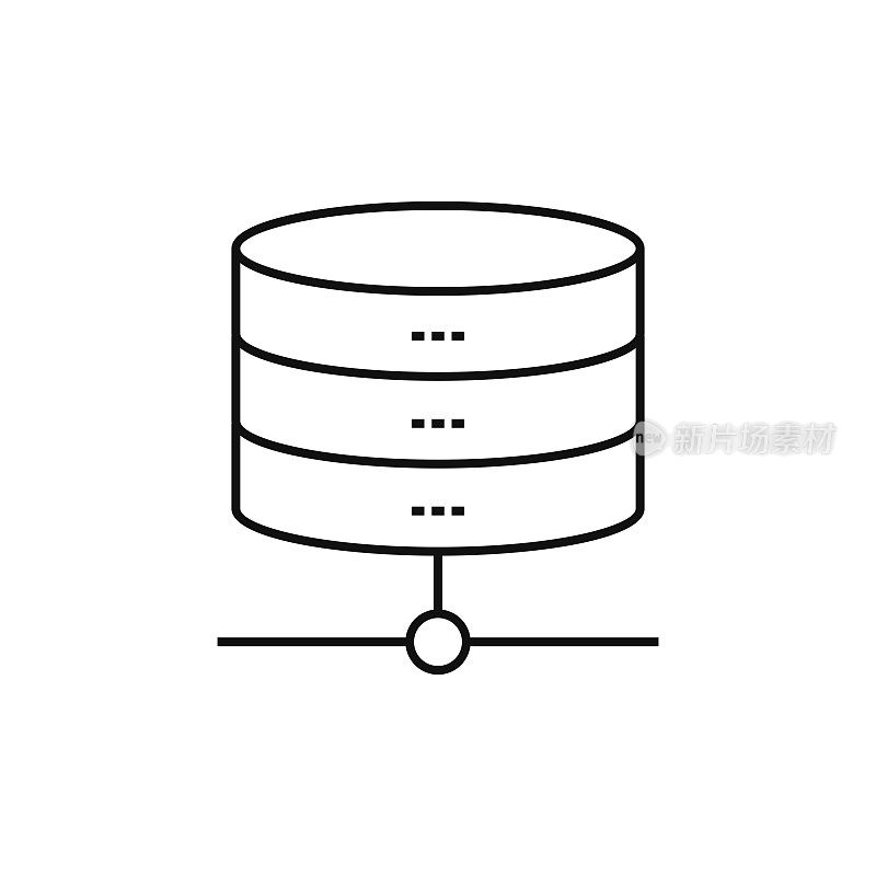 数据库存储线图标矢量插图。图标设计的标志，移动应用程序，网站，用户界面，用户体验，标志，符号。