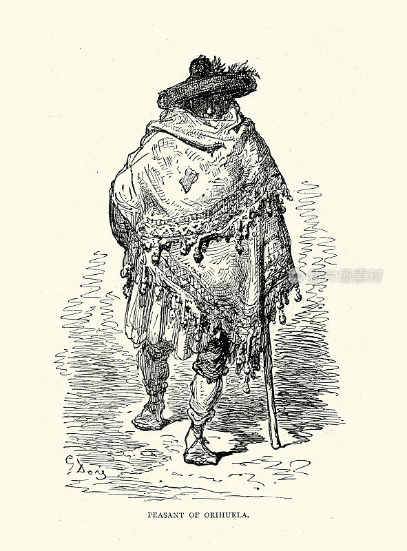 奥里韦拉的农民，西班牙，穿着传统服装，西班牙历史19世纪