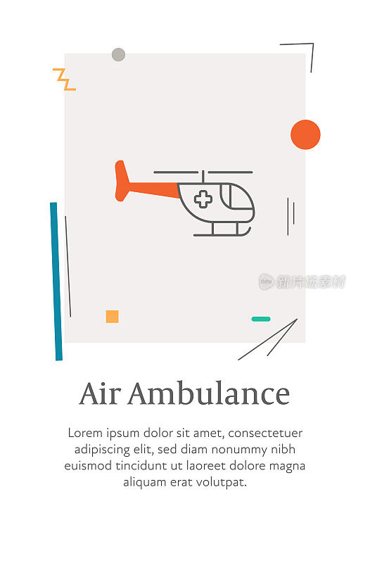 空中救护图标与可编辑的笔画，放置在一个风格垂直的网页横幅。