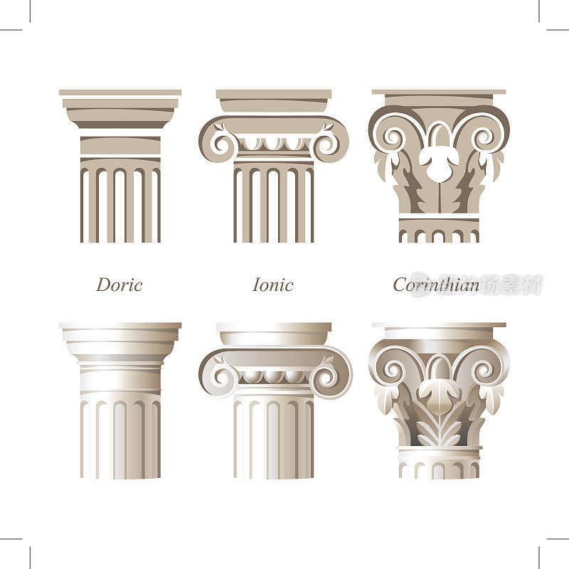 意大利建筑中不同风格的罗马柱